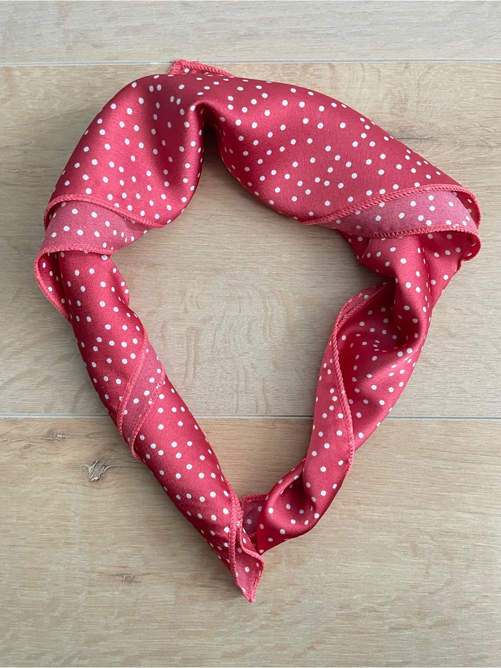 NWOT Pink/ Salmon Polka Dot Silk-Feel Scarf